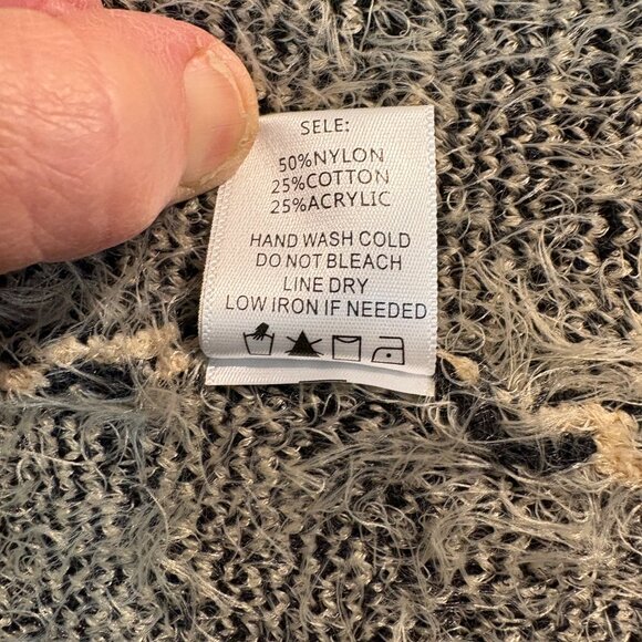 Lalavon S/M Beige Black Zebra Animal Print Long Open Fuzzy Cardigan Sweater - Picture 7 of 7